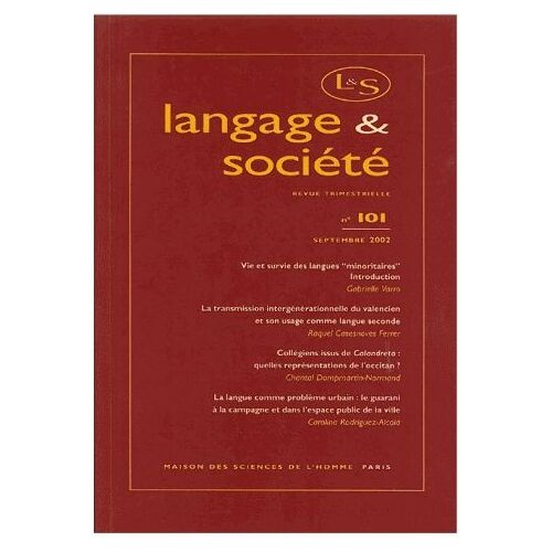 Langage & Société N° 101 Septembre 200