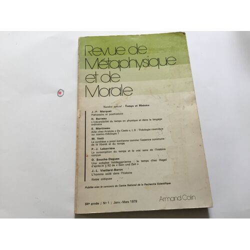 Revue De Métaphysique Et De Morale 84e Année N° 1