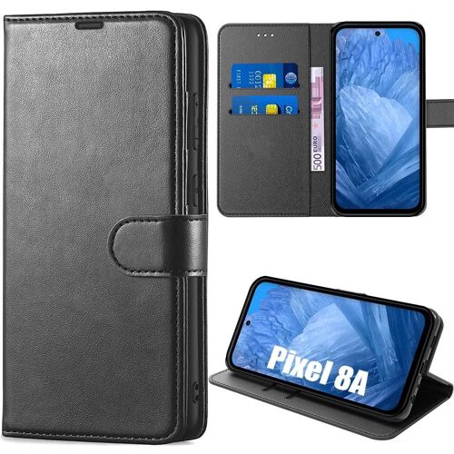 Coque Pour Google Pixel 8a - Coque Portefeuille Anti-Rayures Synthécuir Noir - E.F.Connection