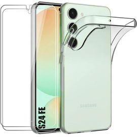Coque + 2 Verres Trempés Pour Samsung Galaxy S24 Fe (Pas Pour S24), Protection Silicone Antichoc Transparente - E.F.Connection