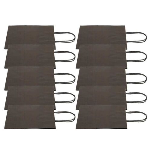 Sac En Papier Kraft Noir 15x8x21cm, Boîte Pour Organisateur De Bijoux, Sac D'emballage De Shopping, Sac Cadeau Portable En Papier Kraft Noir