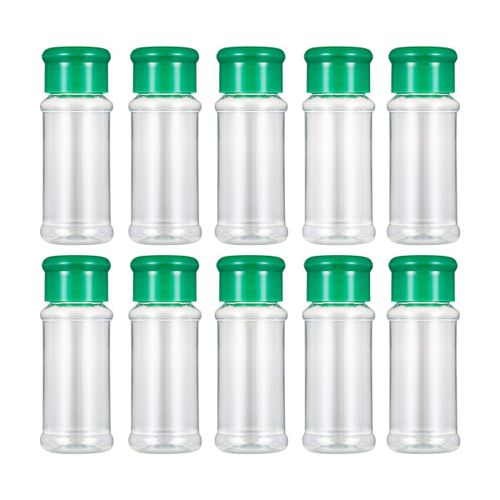 Bestonzon 12 Pièces Bouteille D'Assaisonnement En Plastique Pot À Épices Poivrière Pot De Sel Bouteilles De Condiment Pour Cuisine Barbecue (Vert)