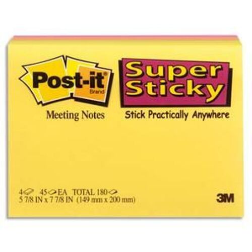 3m Post-It Notes Adhésives Meeting Notes, 149 X 200 Mm
