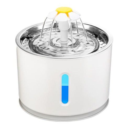 Fontaine À Eau Pour Chat Et Petit Chien 2.5l Distributeur Eau Pour Chat Silencieux Avec Plateau En Acier Inoxydable Filtre Automatiquement Et Veilleuse À Led