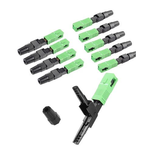 Lot de 10 connecteurs optiques FTTH SC APC - Connecteur rapide à froid - Fibre optique - Mode unique - Niveau de télécommunication - Connecteur rapide pour réseau CATV