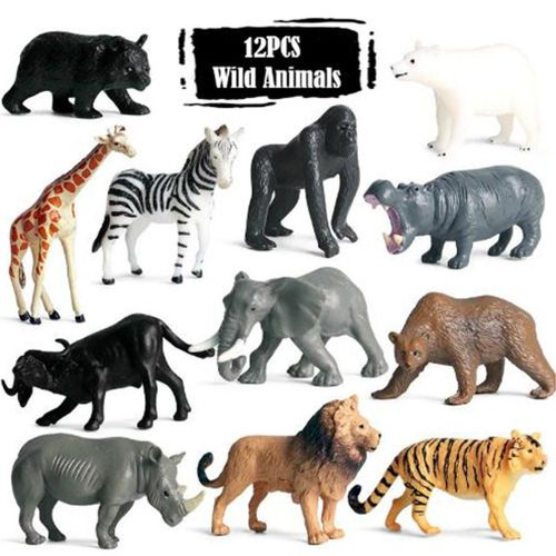 Figurines D'Action De Dinosaures Pour Enfants, 12 Pièces/Ensemble, Modèles De Jouets Pour Enfants, Lion, Tigre, Baleine, Requin, Cognition, Jouets Éducatifs, Cadeau De Collection