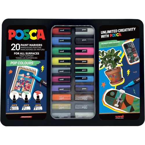 Posca - Mallette - Pop Colours - 20 Marqueurs - Pc1-1m - Pc-3m - Pc-5m