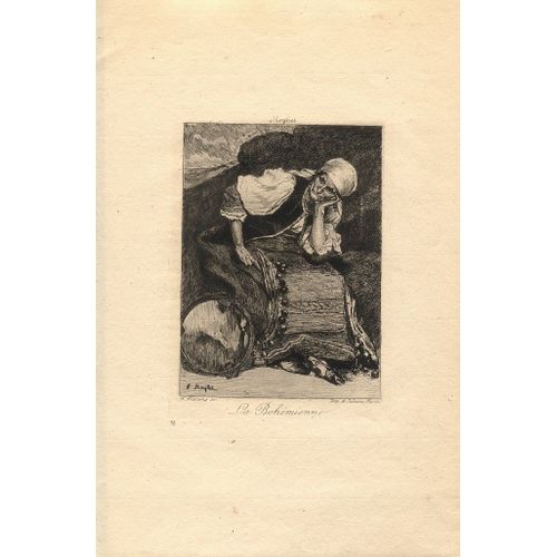 Gravure Ancienne Ferdinand Roybet La Bohémienne Circa 1880