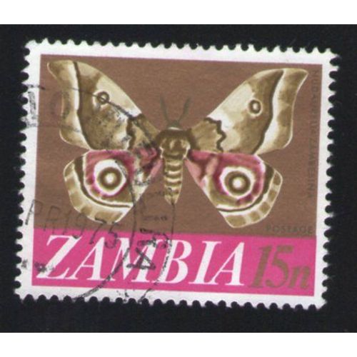 Zambie 1968 Oblitération Ronde Used Stamp Papillon Butterfly Nudaurelia Zambesina Zm45