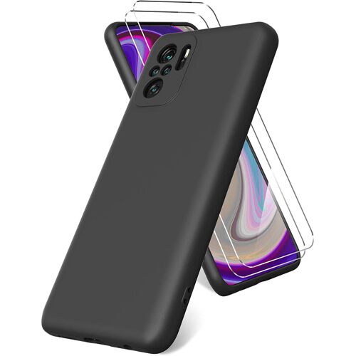 Coque Silicone TPU Noir + 2 Verres Trempes Pour Xiaomi Redmi Note 10 4G / Note 10S Little Boutik® Couleur :