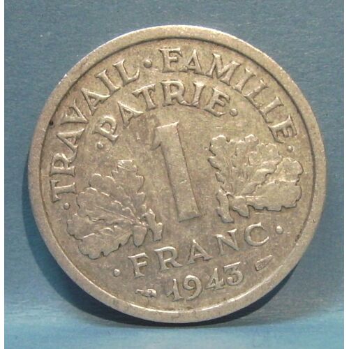 Pièce De 1 Franc " Francisque " Etat Francais - France - 1943