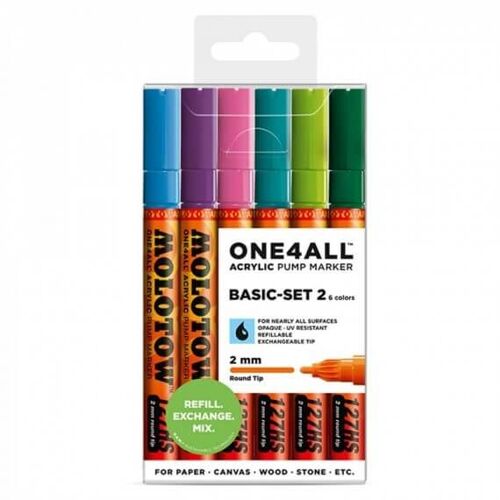 Set 6 Marqueurs Acrylic Marker One4all Basic Set 2 2mm