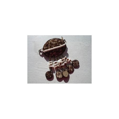 Broche En Bois, Nacre Et Corde