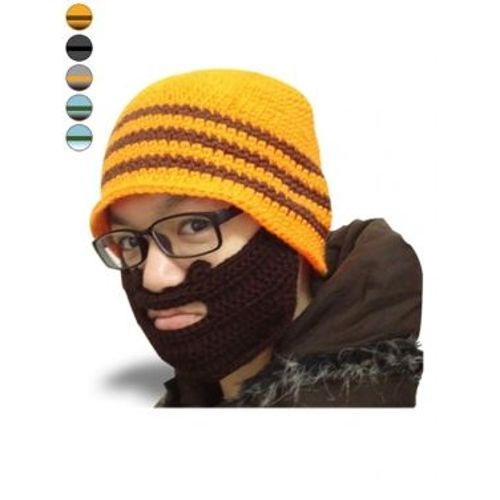 Bonnet ? Barbe Ray? Bleu Et Kaki Fonc?, Barbe Blanche