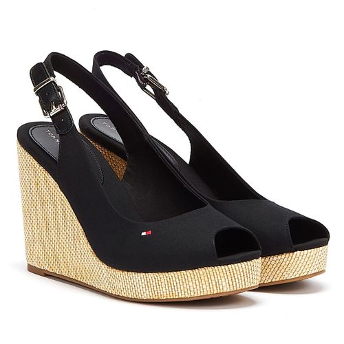 Sandales Tommy Hilfiger Iconic Elena Sling Back Wedge Noir