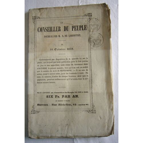 Le Conseiller Du Peuple Journal Par M.De Lamartine N°9 Du 10 Octobre 1850 Une Matinée À Londres