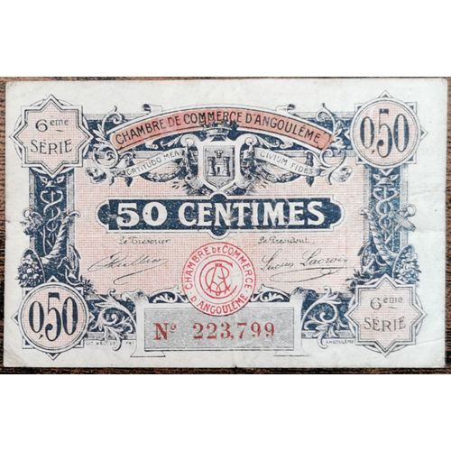 Billet 50 Centimes Chambre De Commerce D'angoulême 1920 - Nécessité - 223799
