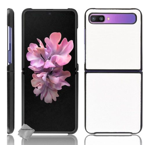 Housse Etui Coque Rigide Simili Cuir Crocodile Pour Samsung Galaxy Z Flip / Z Flip 5g - Blanc