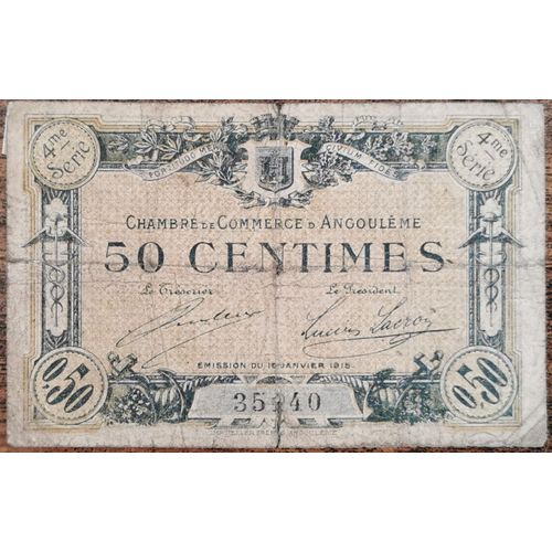 Billet 50 Centimes Chambre De Commerce D'angoulême 1915 - Nécessité - 35940
