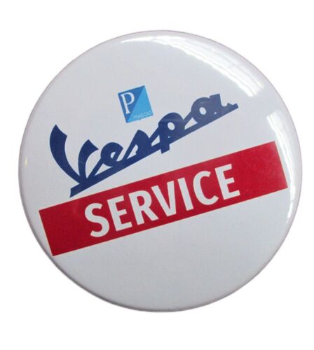 Magnet Rond 6 Cm Vespa Servizio Sur Fond Blanc Deco Garage Diner Loft
