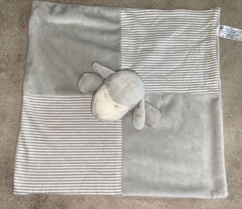 Doudou Mouton Plat Mcta Gris Blanc Rayures Peluche Jouet Eveil Bebe Naissance Blanket Comforter Grey White Sheep