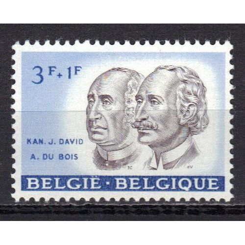 Belgique 1961 : Au Profit D'oeuvres Culturelles : Effigies : Kan J. David Et A. Du Bois - Timbre 3 F. + 1 F. Bleu Et Bleu Foncé Neuf **