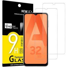 Lot 2, Verre Trempe Samsung Galaxy A32 5g, Film Protection Ecran Sans Bulles D'air Ultra Resistant (0,33mm Hd Ultra Transparent) Durete 9h Glass