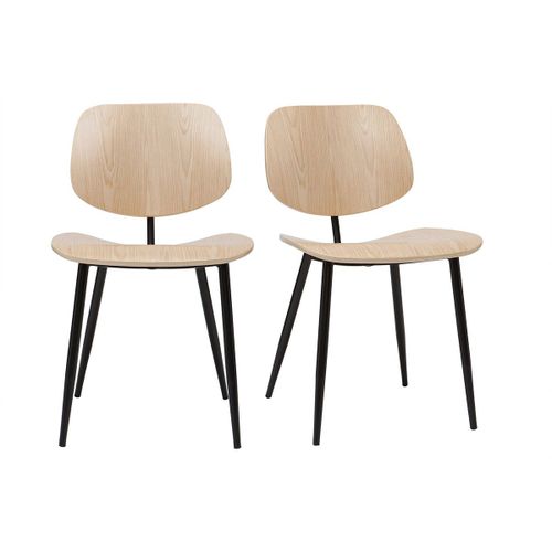 Chaises En Bois Clair Et Métal Noir (Lot De 2) Tobias