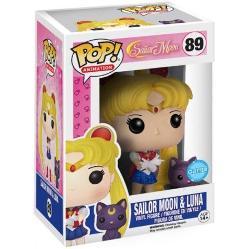 Figurine Funko Pop - Sailor Moon N°89 - Sailor Moon Avec Luna - Pailleté (12317)
