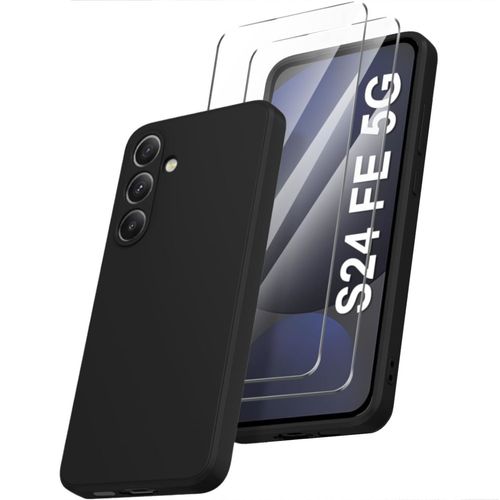 Coque Pour Samsung Galaxy S24 Fe Silicone Noir + 2 Verres Trempes Little Boutik®