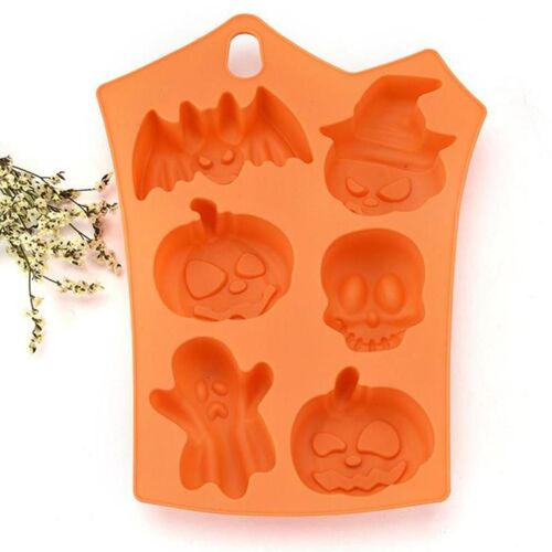 Moule À Gâteau En Silicone, Style Halloween Vacances, 6 Cavités, Citrouille Fantôme Chauve-Souris, Biscuits, Moules À Chocolat, Outils De Cuisson, Bricolage, 1 Pièce