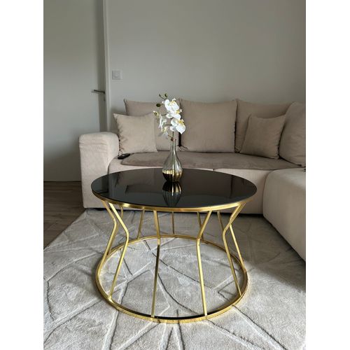 Table Basse De Luxe Ronde Top Or-Noir