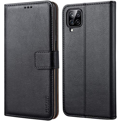 Coque Samsung Galaxy A12/M12, Pu Etui Housse En Cuir Portefeuille Protection [Emplacements Cartes] [Fonction Support] Samsung Galaxy A12/M12-Noir