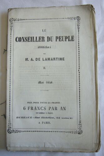 Le Conseiller Du Peuple Journal Par M. De Lamartine I I / Mai 1849