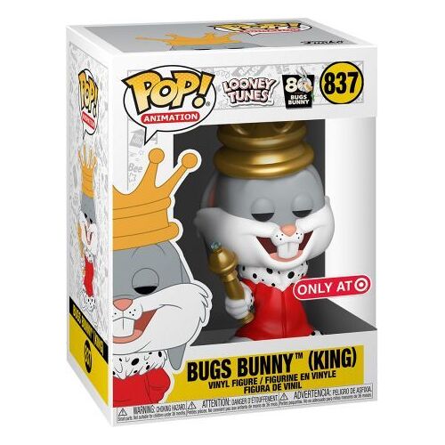 Figurine Funko Pop - Looney Tunes N°837 - Bugs Bunny (Roi) - Métallique (46545)