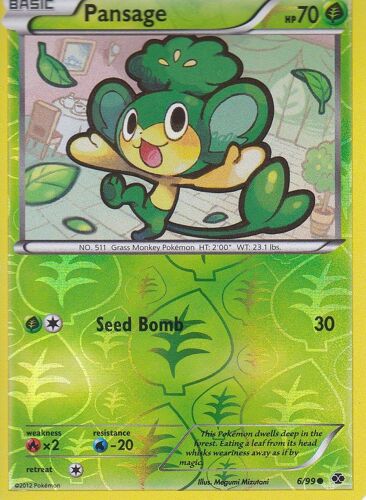Carte Pokemon - Pansage ( Feuillajou ) - 6/99 - Reverse - Destinees Futures - Version Anglaise -