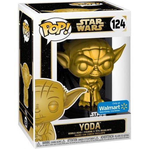 Figurine Funko Pop - Star Wars Exclusivité Walmart N°124 - Yoda - Métallique Or (43018)