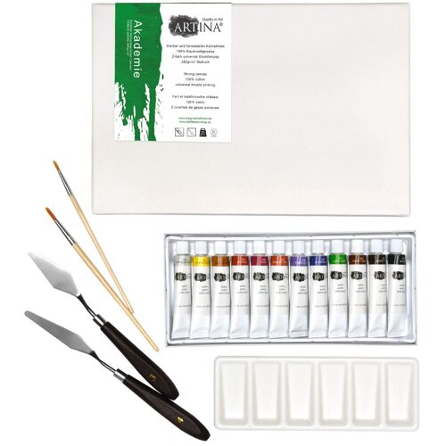Artina Set De 19 Pieces Pour Peinture Acrylique Milano Chevalet De Table