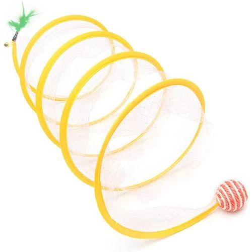 Tunnel Pour Chat Pliable Extérieur Tunnel Lapin En Forme De S Avec Plumes Tubes De Pet Chien Tunnels Jouet Labyrinthe Interactif(Balle)