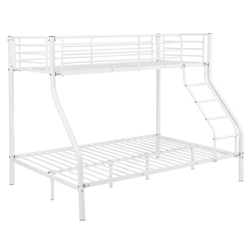 Lit Superposé Avec Sommier À Lattes En Métal Blanc Pour 3 Personnes 210x147,5x168cm 03_0001215
