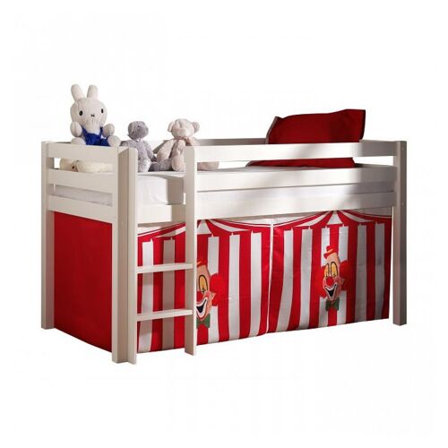 Vipack Pino Lit Sureleve En Pin Massif Avec Sommier Blanc + Rideau De Lit Chucky