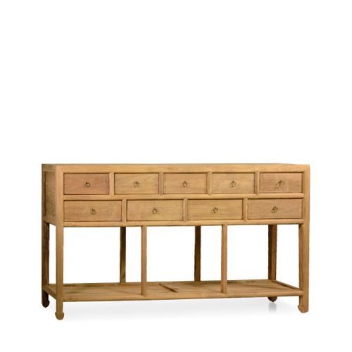 Buffet 9 Tiroirs En Teck Beige L 180 Cm
