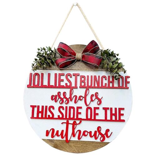 Thème de vacances de Noël Porte Cintre Bois Rond Suspendu Panneau d'enseigne Pour Noël Fête Maison Porte Jardin Fenêtre Décor Pour Artisanat Créatif en Bois