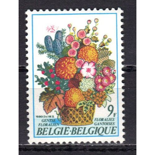 Belgique 1980 : 28è Floralies Gantoises Du 19 Au 27 Avril 1980 À Gand : Corbeille De Fleurs Automnales - Timbre 9 F. Neuf **