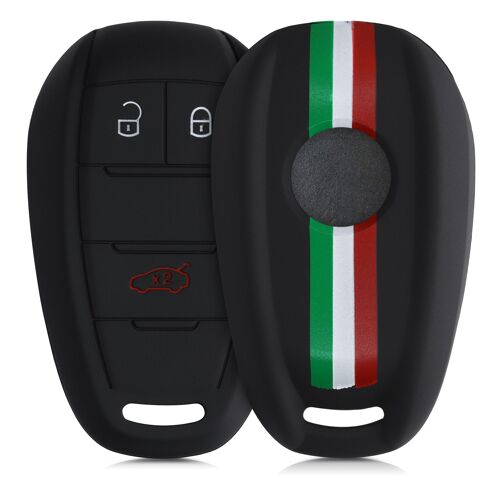 Kwmobile Accessoire Clé De Voiture Compatible Avec Alfa Romeo 3-Bouton - Coque De Protection Souple En Silicone - Italie Vert-Rouge-Noir