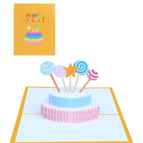 3d Pour les cartes pop-up Lollipop Cake Joyeux anniversaire Carte pour fille Enfants Femme Mari
