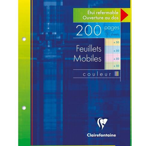 Clairefontaine, 1 Etui De 200 Feuilles Mobiles 4 Couleurs, Perforées À Grand ...