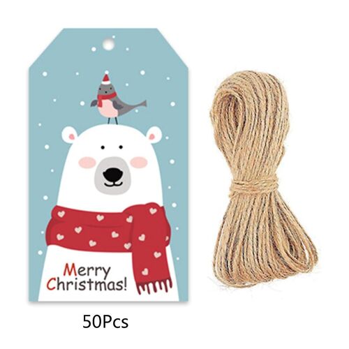 Merry Christmas Tags 50pcs/Pack For Xmas Gift Wrapping Paper Cards Diy Labels