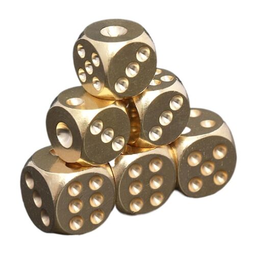 6pcs 13mm Cuivre Dés Décoration Intérieure Laiton Bar à Dés Fournitures Outil de Jeu Cuivre Métal
