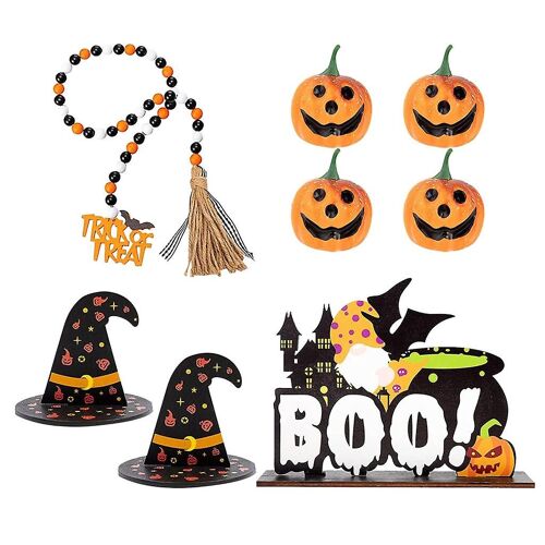 Halloween Tiered Tray Decor Set Wooden Bead Wreath Kit Supplies